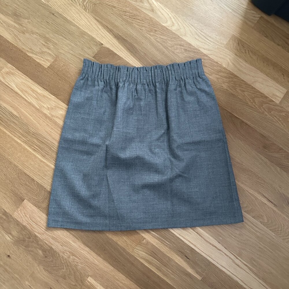 J CREW Gray Skirt Lined Wool Blend Elastic Scrunch Waist Women's Size 8